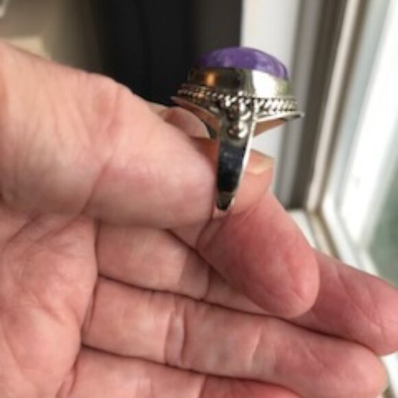 Natural Purple Charoite Ring size 7 Solid Silver - Picture 2 of 4